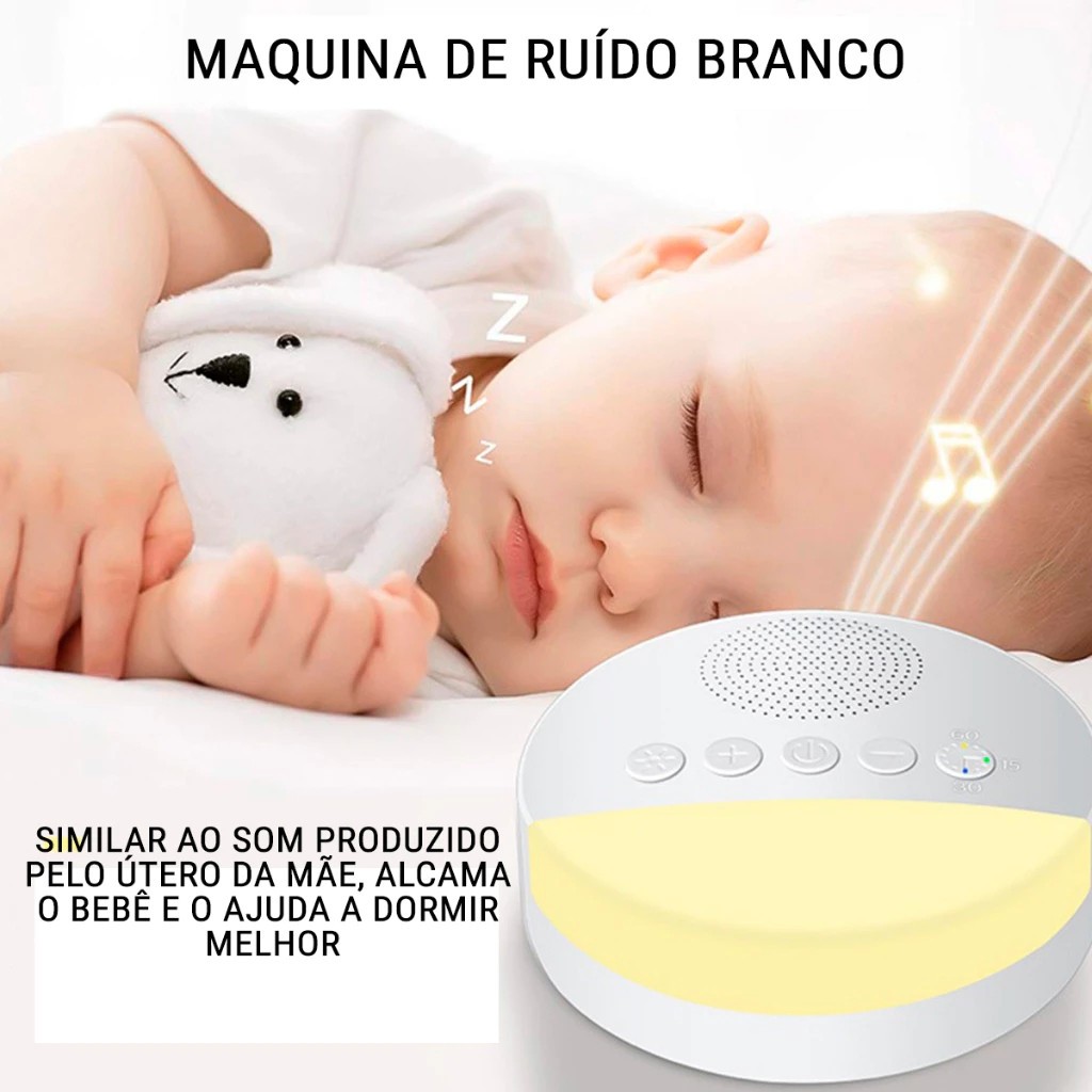 Máquina de ruído branco para crianças, Sleep Sound Player, temporizador de luz noturna, USB recarregável, desligamento