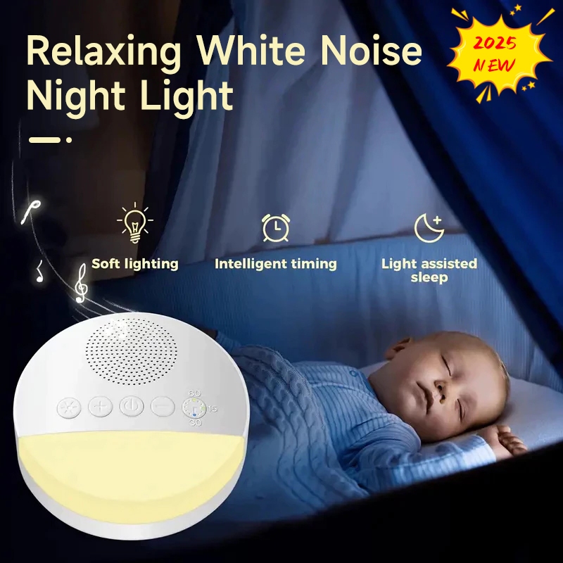 Máquina de ruído branco para crianças, Sleep Sound Player, temporizador de luz noturna, USB recarregável