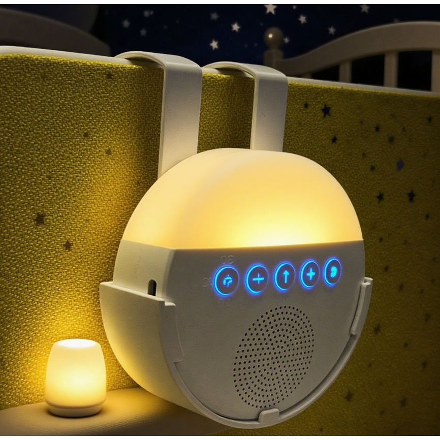 Máquina de Ruído Branco para Bebê com Luz Noturna USB Recarregável para Sono e Relaxamento