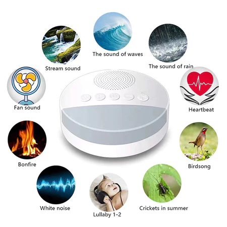 Máquina de ruído branco para crianças, Sleep Sound Player, USB Recarregável luz noturna