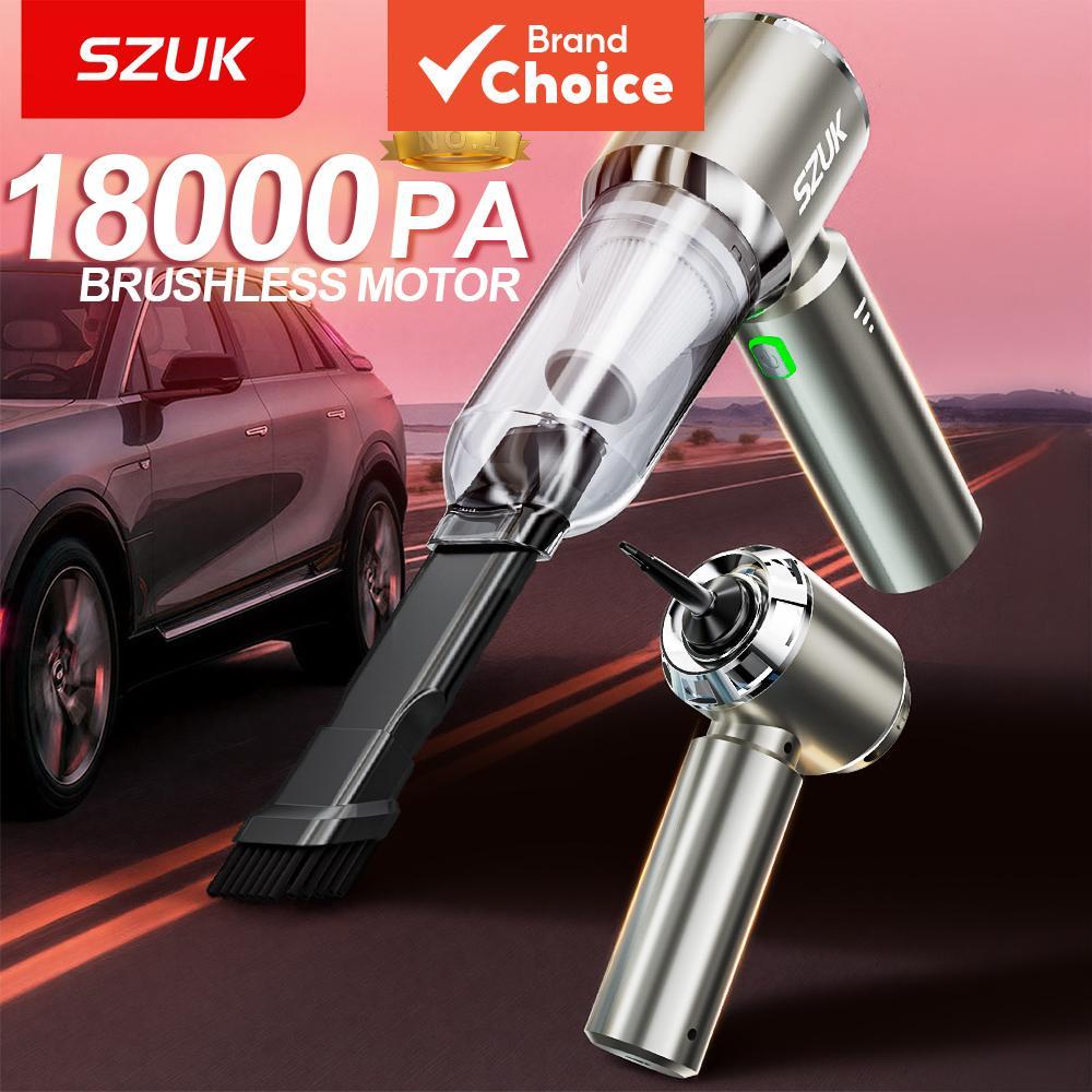Aspirador de Pó Portátil Sem Fio para Carro SZUK, Motor Brushless, Sucção Potente, Secador de Cabelo, Soprador e Kit de