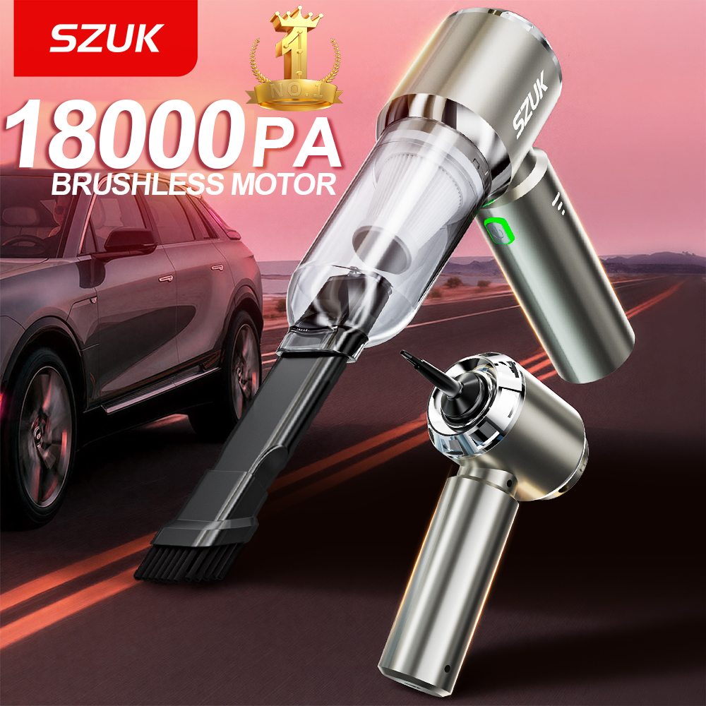 Aspirador de Pó Portátil Sem Fio para Carro SZUK, Potente Sucção, Motor Brushless de Alta Potência, Secador de Cabelo e