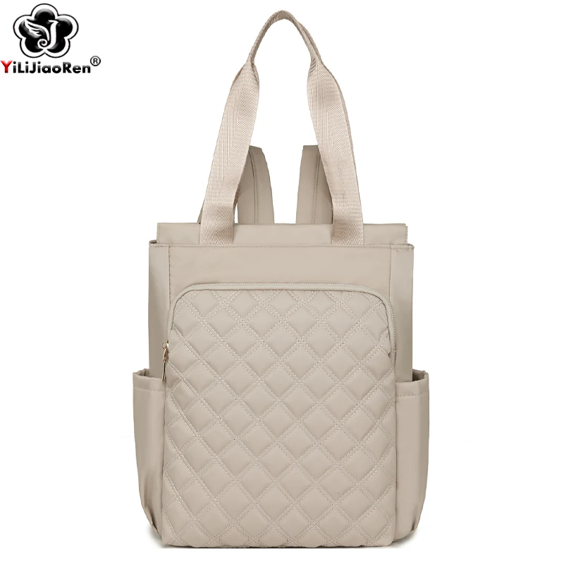 Fashion Plaid Backpack Women Waterproof Nylon Daypack Laptop Bags High Capacity School Bag Student Lightweight Travel Rucksack