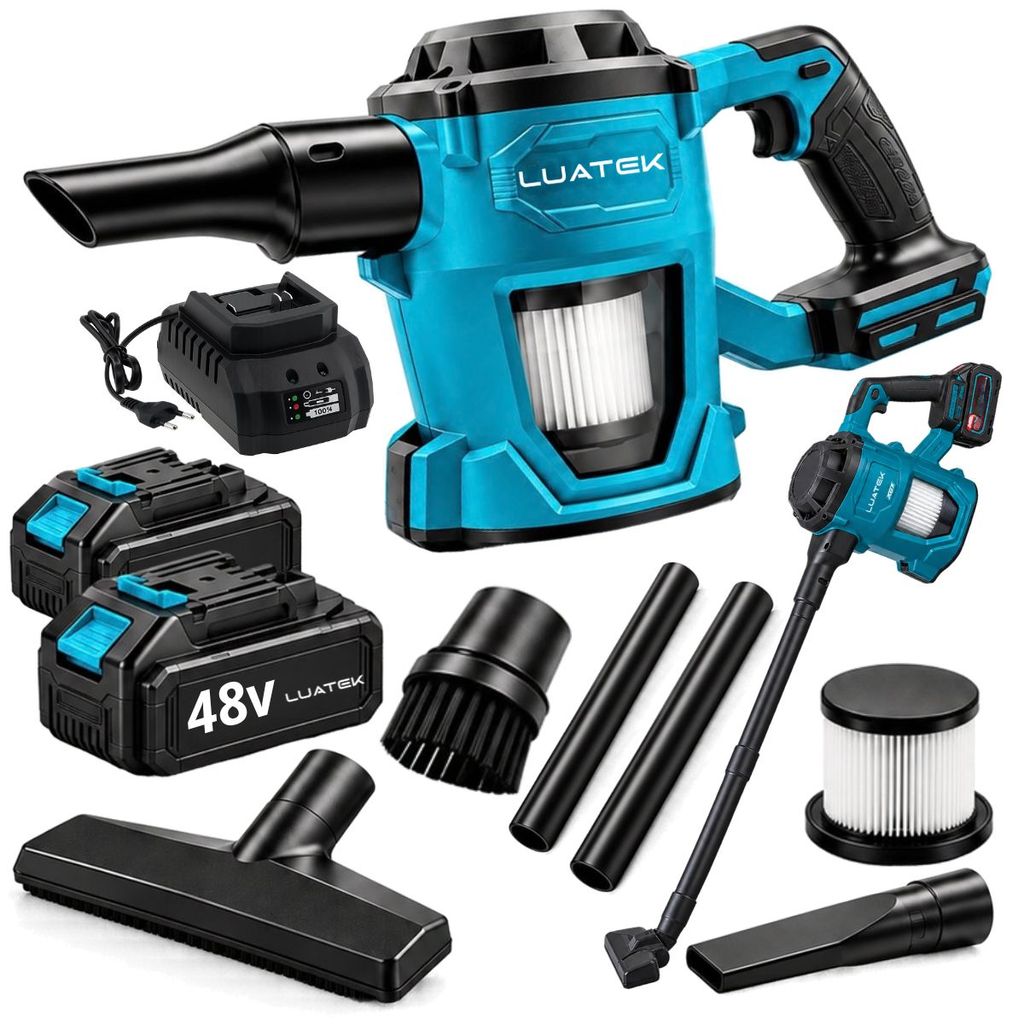 Aspirador Portátil Sem Fio 48V Motor Brushless 2 Baterias íon lítio + Acessórios Completos