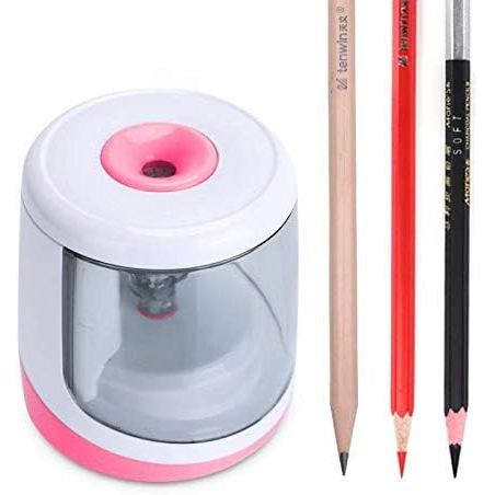 Electric Pencil Sharpener Powered by Battery Powerful Stall-Free Motor,Compact Manual Pencil Sharpener for Kids, High Ca