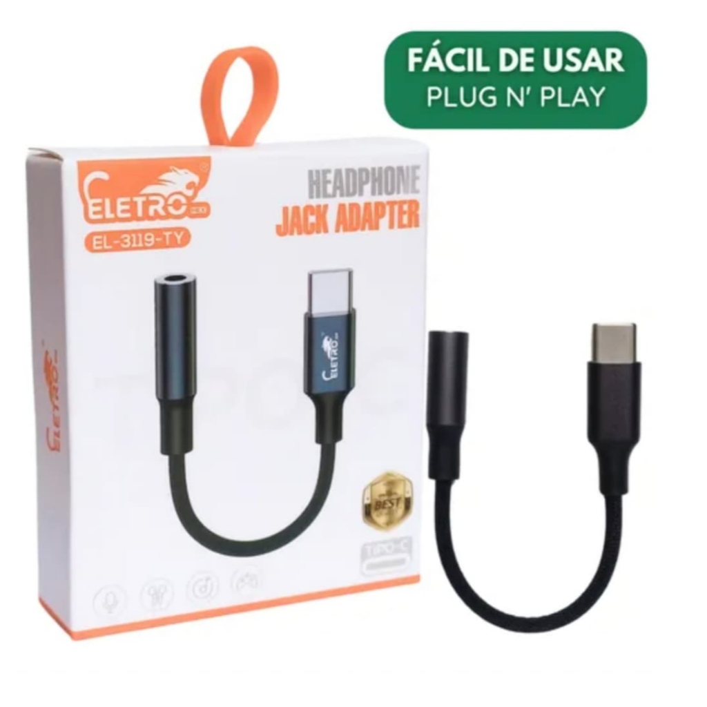 Adaptador P2 para Tipo-C Eletro EL-3119-TY – Plug and Play