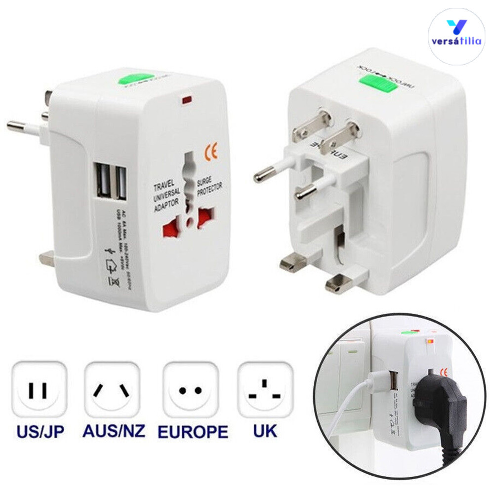 Adaptador de plugue Universal para viagem internacional + 150 países/regiões