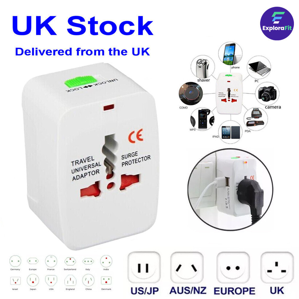 Adaptador De Viagem Universal Compatível Com Mais De 150 Países/Regiões-110V-240V Funciona Plugues Tipo C/F