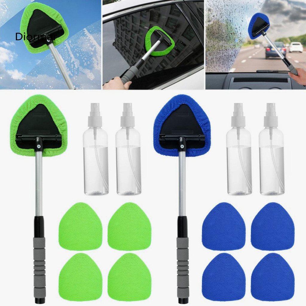 Retractable Handle Windshield Cleaner Extended Glass Car Brush with Reusable Pads Extendable Sprayer – Multi-use Exter