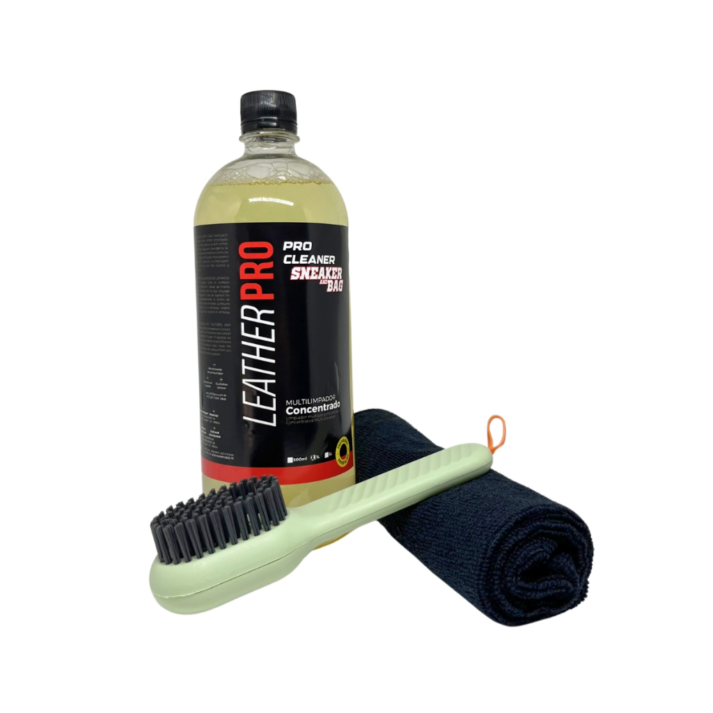 KIT PRO CLEANER LIMPADOR MULTIUSO CONCENTRADO 1L + ESCOVA COM RESERVATÓRIO + MICROFIBRA