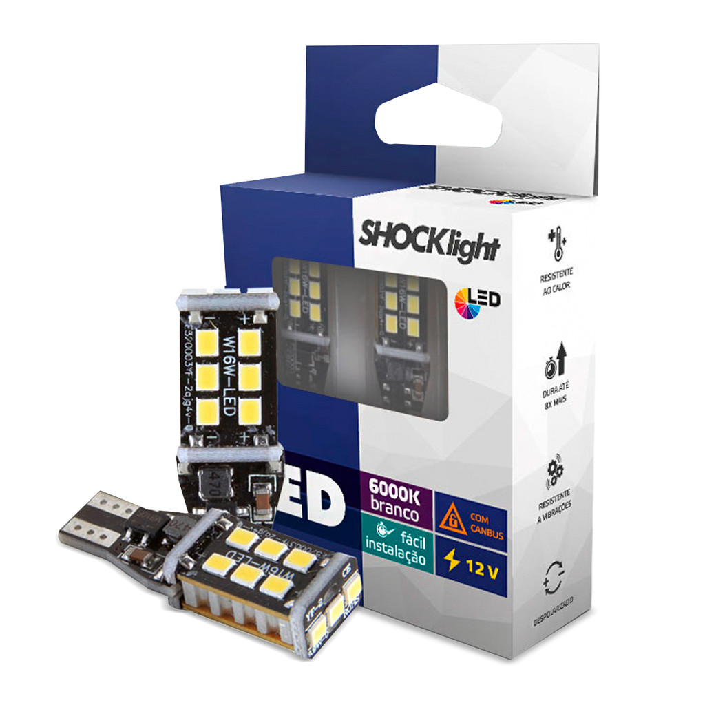 Par Lâmpada Led T15 Esmagada 15 SMD-2835 Com Canbus 6000k 12v