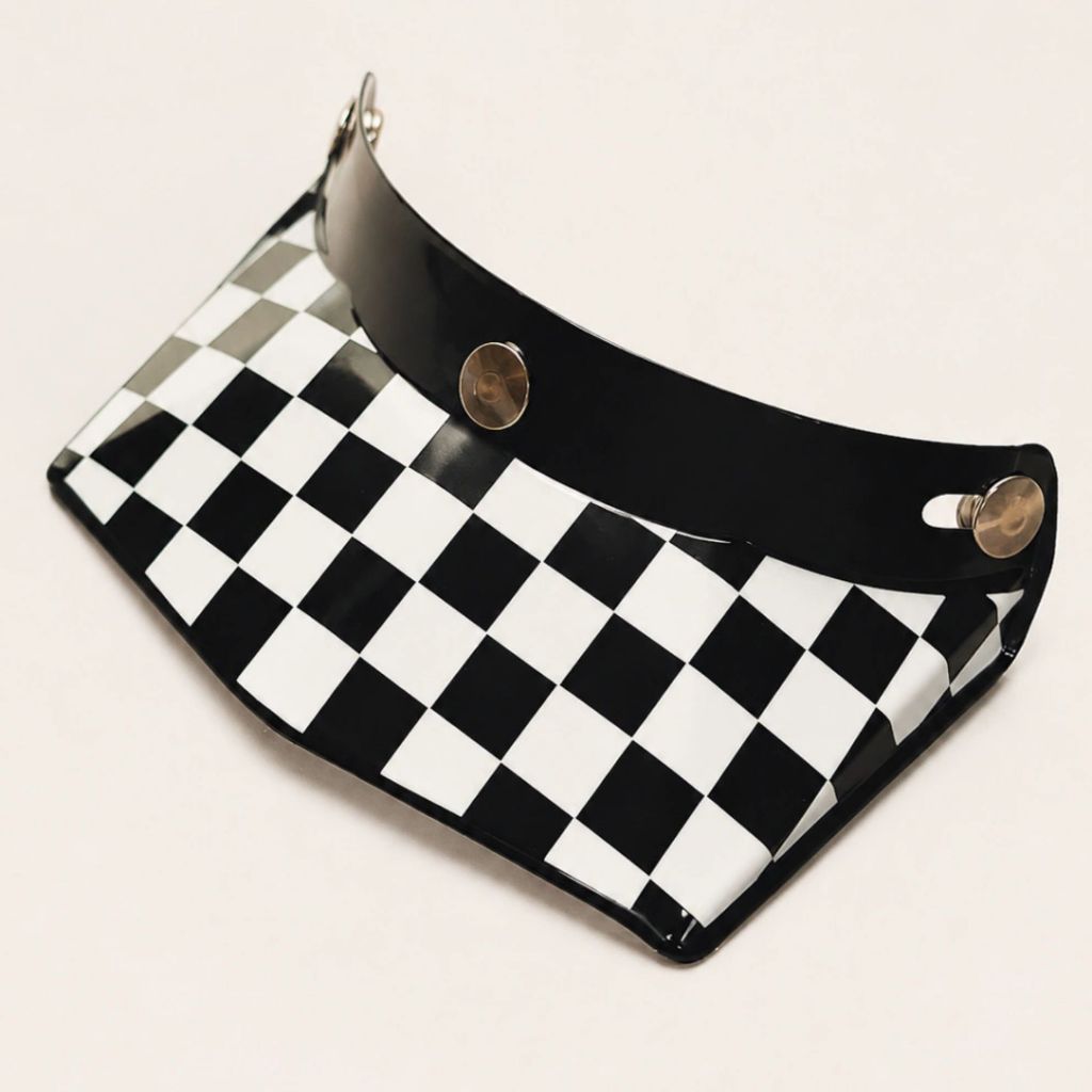 Pala para Capacete Lucca Customs Checkered Xadrez Preto e Branco 3 Botões