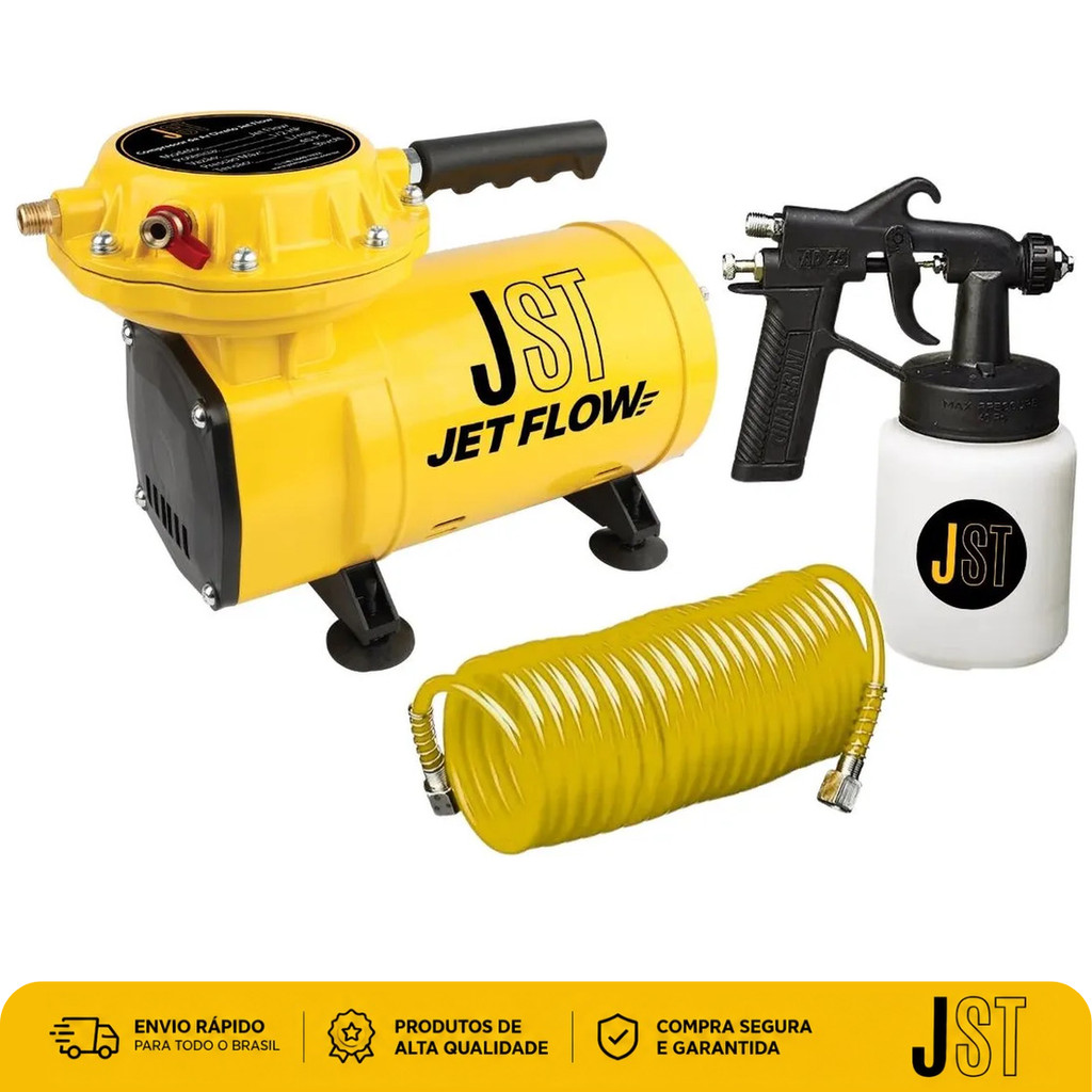 Compressor de Ar Direto JST Jet Flow 1/2HP Bivolt com Pistola e Mangueira