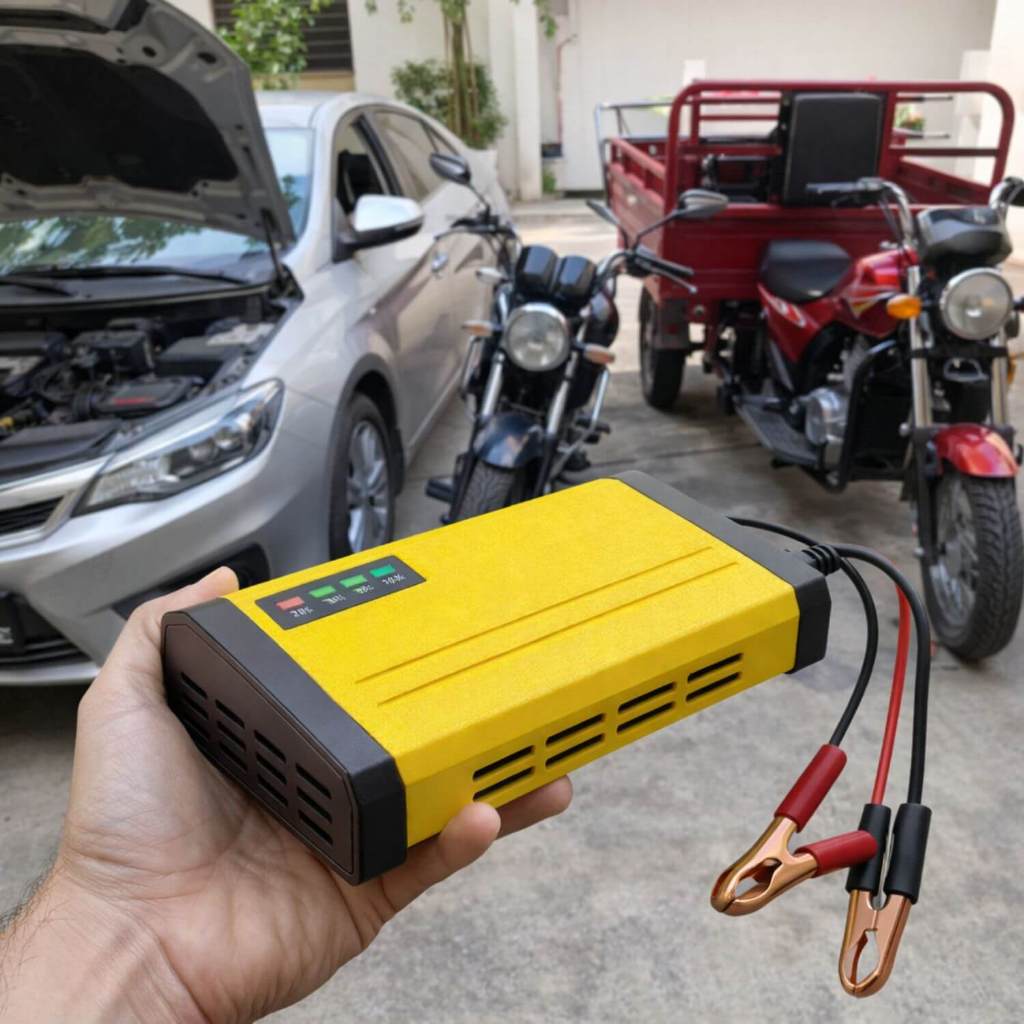 Carregador De Bateria Portátil 12v Universal Carro Moto Jet