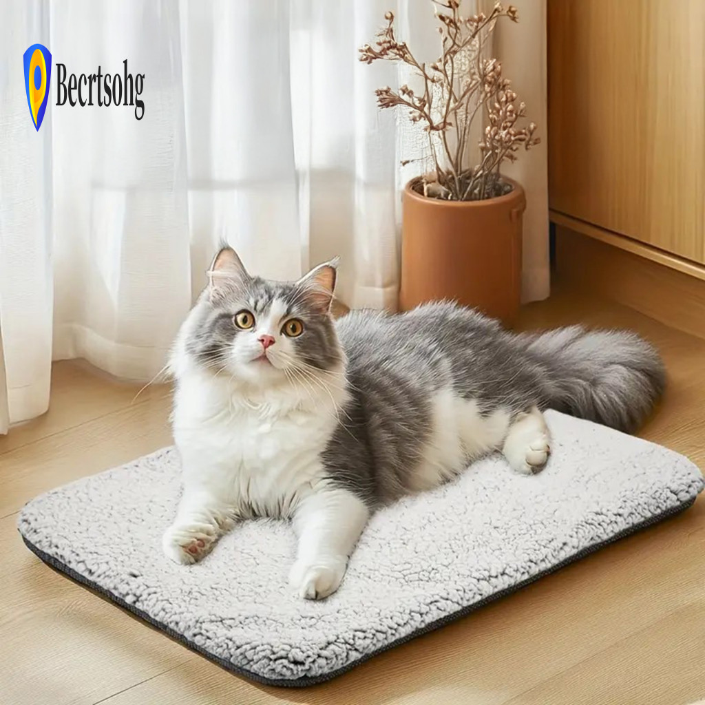 Non Electric Pet Warmer Mat Heating Pad Self-heating Cat Thermal with Non-slip Base Non-electric Bed for Dogs Cats Remov