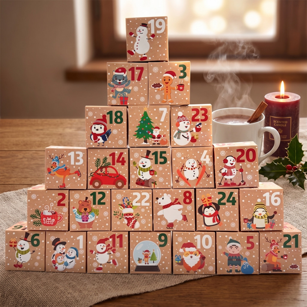 Christmas Countdown Calendar Box Advent Boxes for Kids 24 Pcs Diy – Days Gift Empty Numbered for