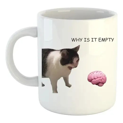 Caneca Engraçada Cat - Why Is It Empty Presente 325ml