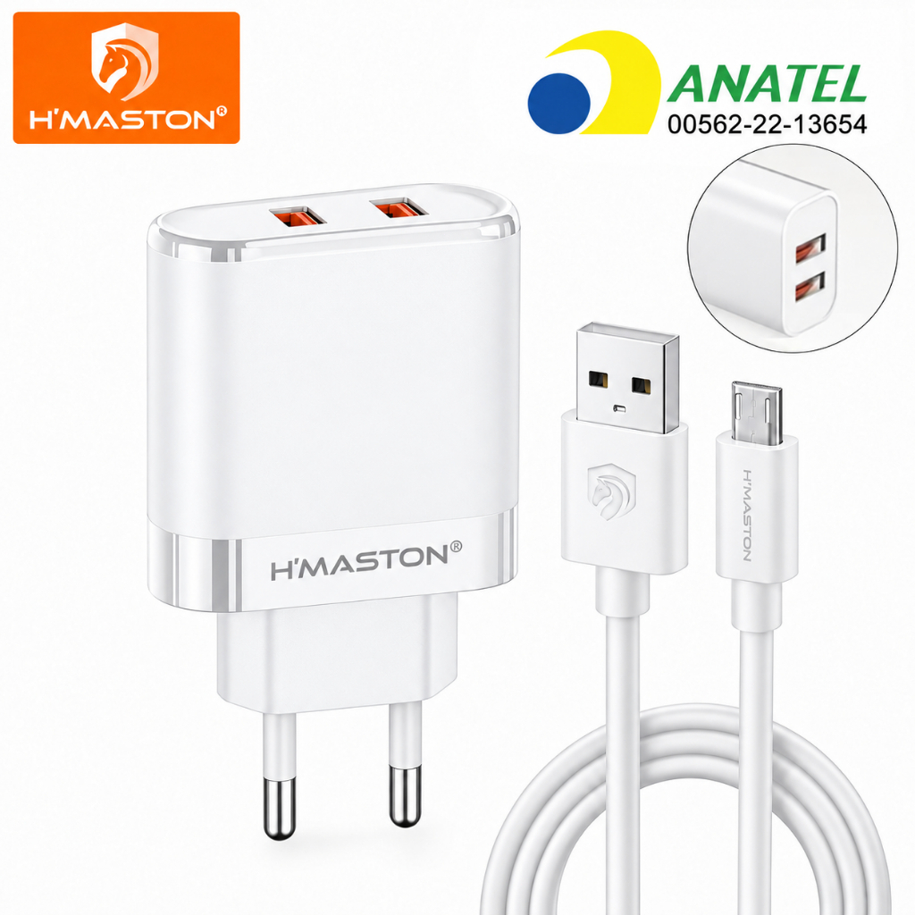 Turbo Charger 2 USB Ports Type C Input Cable V8 Portable Fast Charging 5.1A