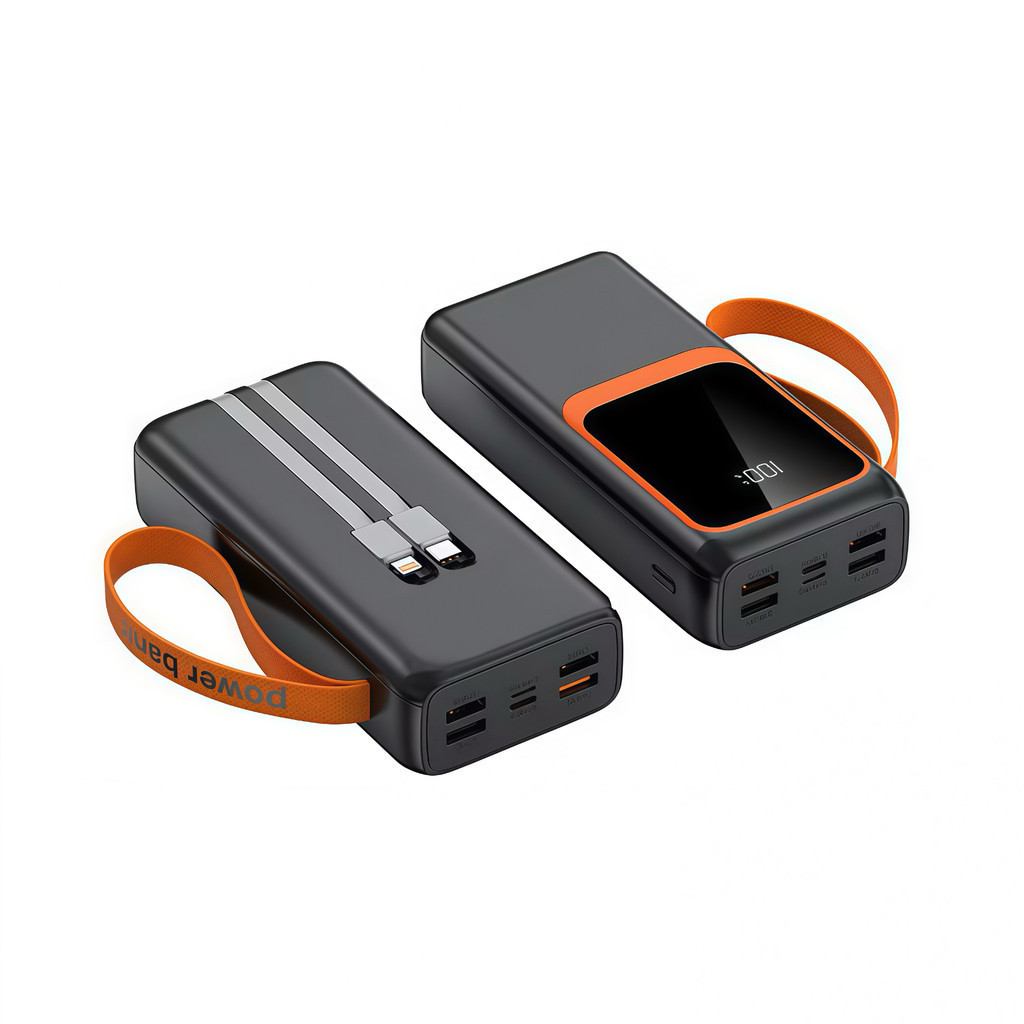 Banco de Energia 50000mAh 66W com Cabos Embutidos Display Digital