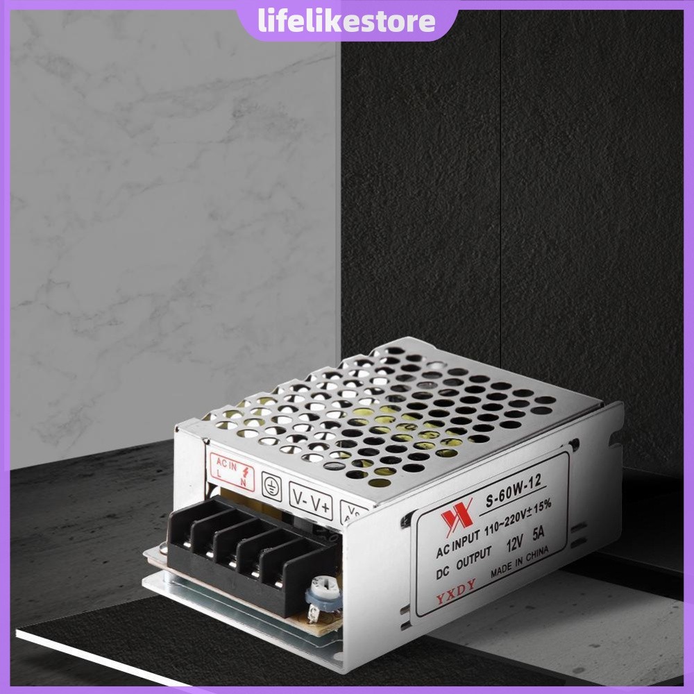Driver De Tira LED 60W AC90-260V Para DC12V 5A Com Proteção Contra Curto-Circuito [lifelikestore.br]