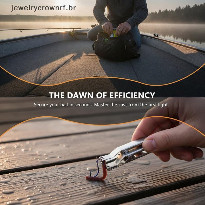 Clipe De Isca De Pesca De Aço Inoxidável Durável 1/2 PCS Qui Charging Hand Safe worm Holder Para Recreativa Diária