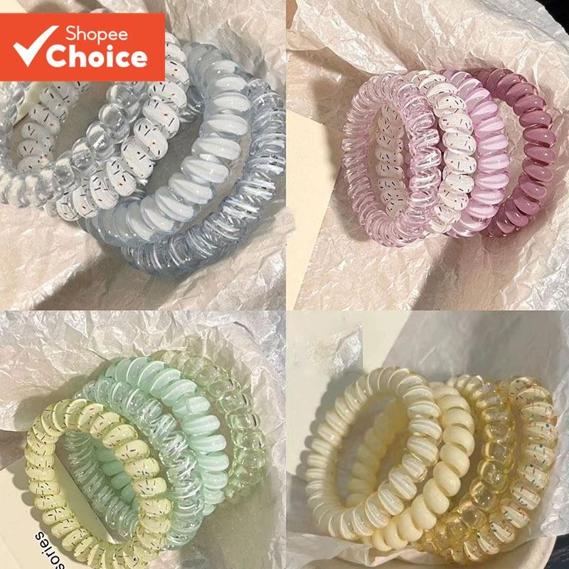 4 Unidades De Laços De Cabelo Para Fio De Telefone : Faixas De Alta Elasticidade Prontas Trança De Corda Ins Academia ,