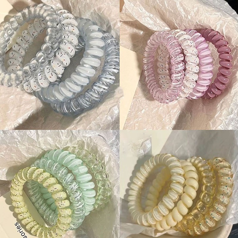 4 Peças Elásticos de Cabelo Espiral para Telefone: Cordas de Cabelo de Alta Elasticidade Prontas para Tranças, para
