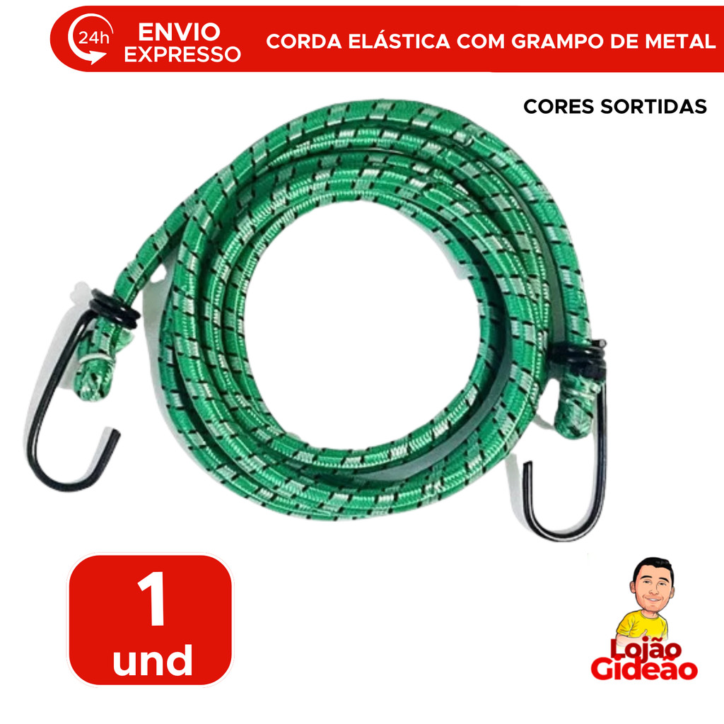 Corda Elástica Extensor 1,5m Com Gancho Metal Para Bagageiro Viagem