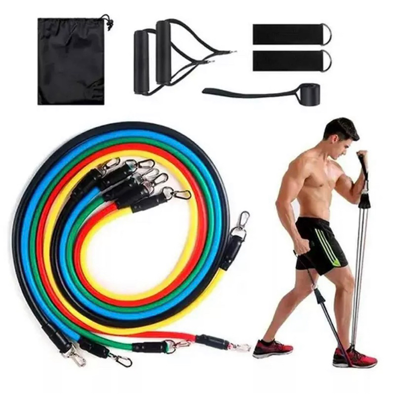 Kit 11 Elásticos Puxar Corda Para Casa Ginásio Equipamentos De Treino De Fitness Exercício Resistência Acessórios De Treinamento Presente dia dos Pais