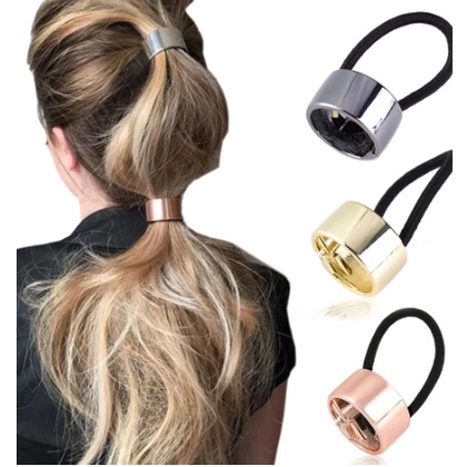 Simples metal liga abertura elástica fivela de corda de cabelo retro punk estilo feminino rabo