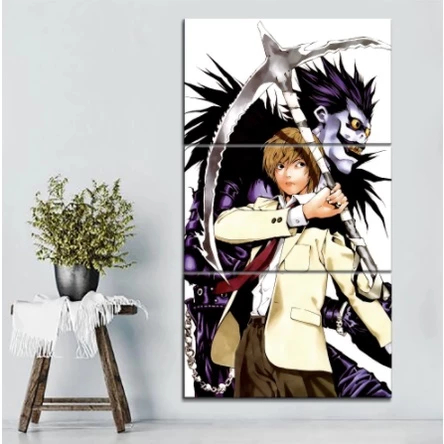 Quadro Decorativo Death Note Anime Personagens L Light Shinigami Suspense Mistério Dark