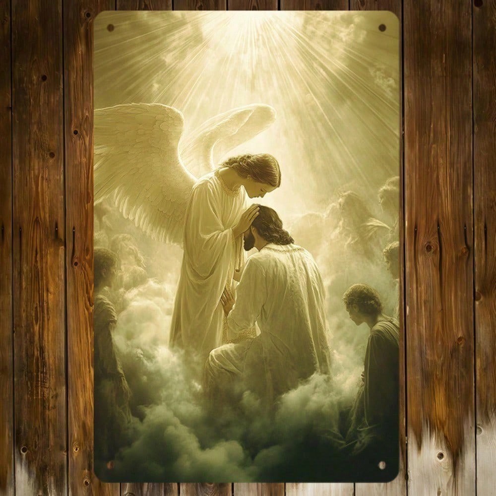 CIFbuy Vintage Divine Light Angel Metal Tin Sign Decoração De Parede 2D