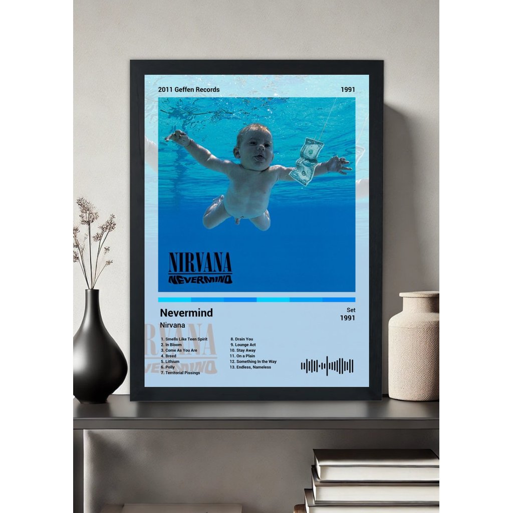 Quadro Decorativo Nirvana Nevermind (Light) Com Vidro
