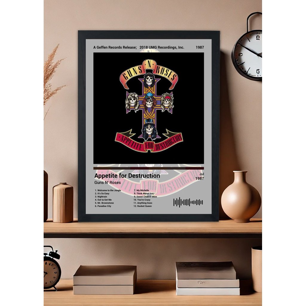 Quadro Guns N' Roses Appetite for Destr... (Light) Com Vidro