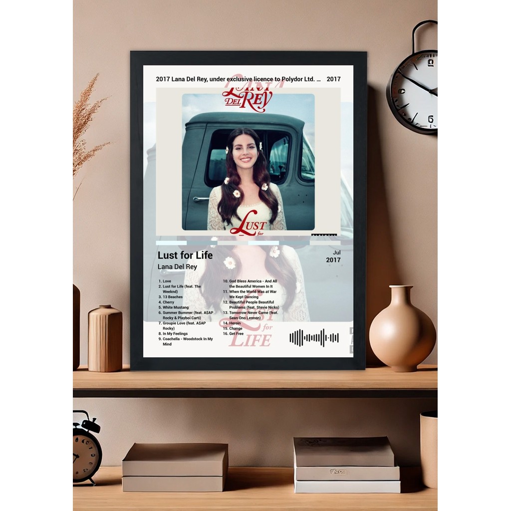 Quadro Lana Del Rey Lust for Life (Light) Com Vidro
