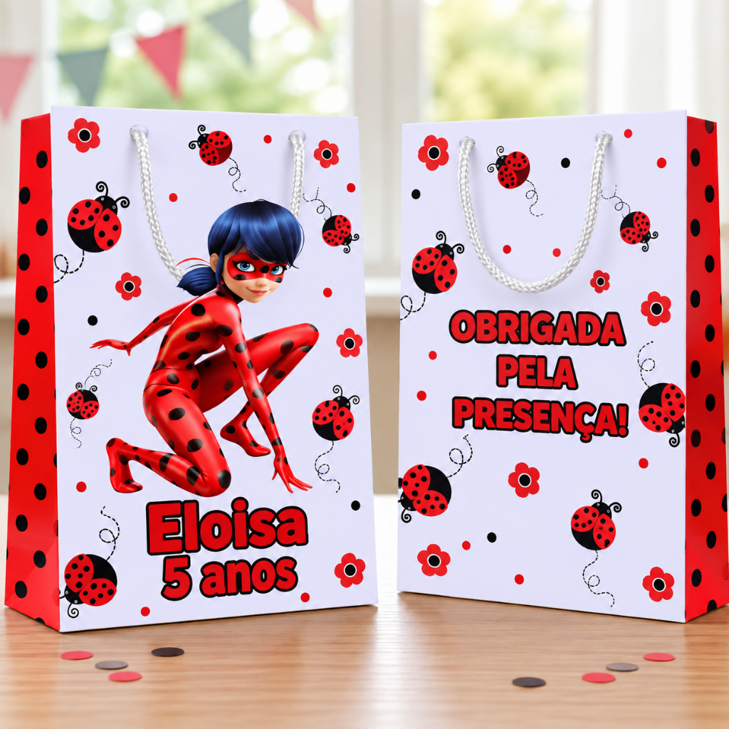 Sacolinha Ladybug | Sacolinha Personalizada para Festa | Lembrancinha Infantil | Sacolinha Surpresa | Envio Rápido