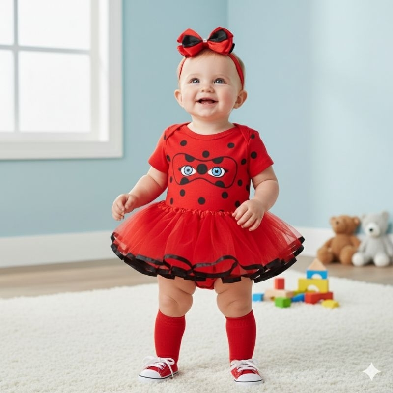 Body Temático Ladybug,super heroína marinette,mesversário bebê,menina