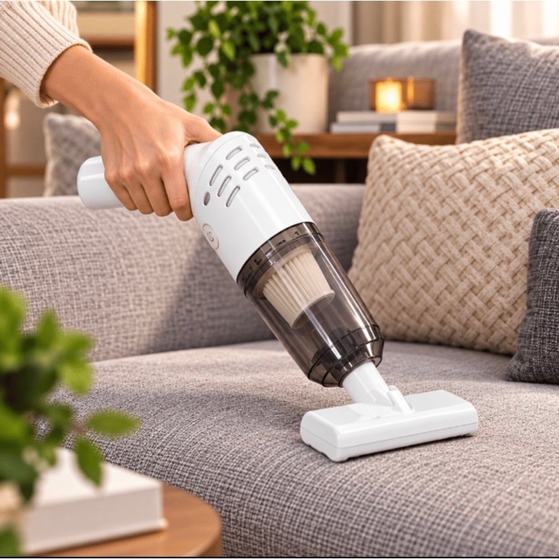 Aspirador de Pó Manual Portátil com Filtro Transparente e Cabeçalho Plano para Sofá e Casa