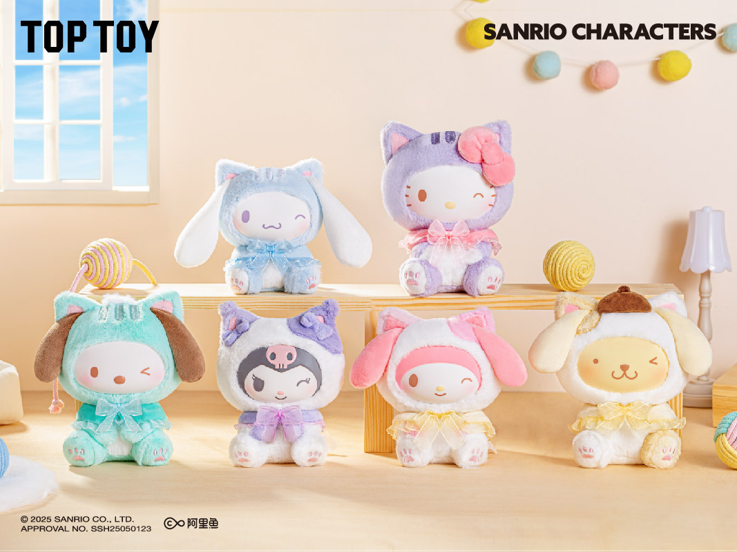 TOPTOY Sanrio Doudou Kitten Series Caixa Cega Cute Design Cores Suaves Estatueta Misteriosa Decoração De Mesa Kawaii Bon