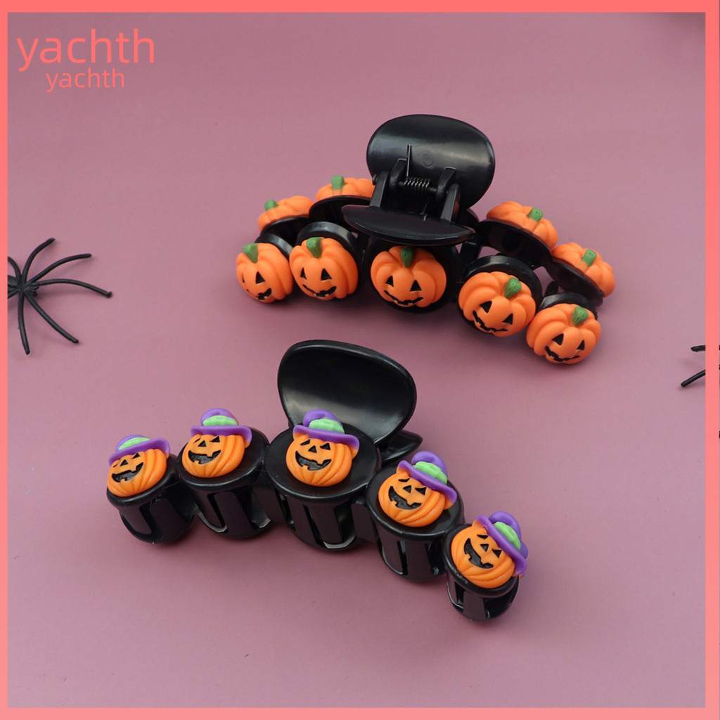 Bat Castle Hair Grippers Cute Plastic Clamps for Women Halloween Claw Clips for Girls – Witch Hat Pumpkin Ghost Design