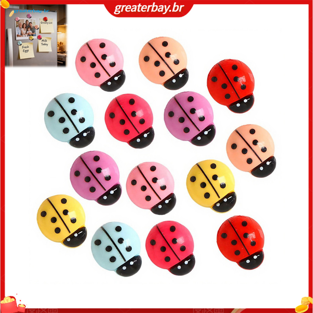 4pcs 3d Ladybug Refrigerator Magnets – Cute Mini Ladybird Resin Fridge Decorative Memo Note Holders for Kitchen Office