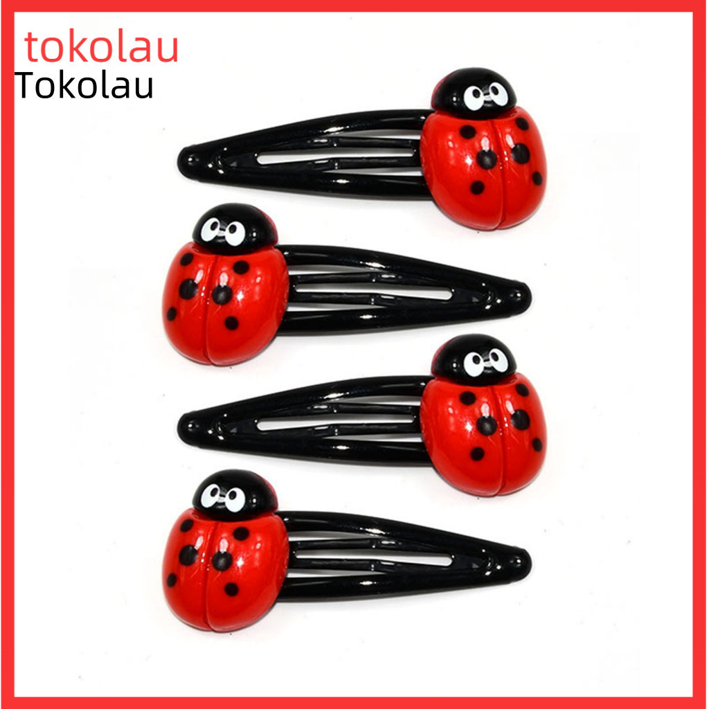 Braiding Hair Clip 4pcs Kids Ladybug Clips Non-slip Snap Barrettes Cute Red Pins for Girls Children Accessories