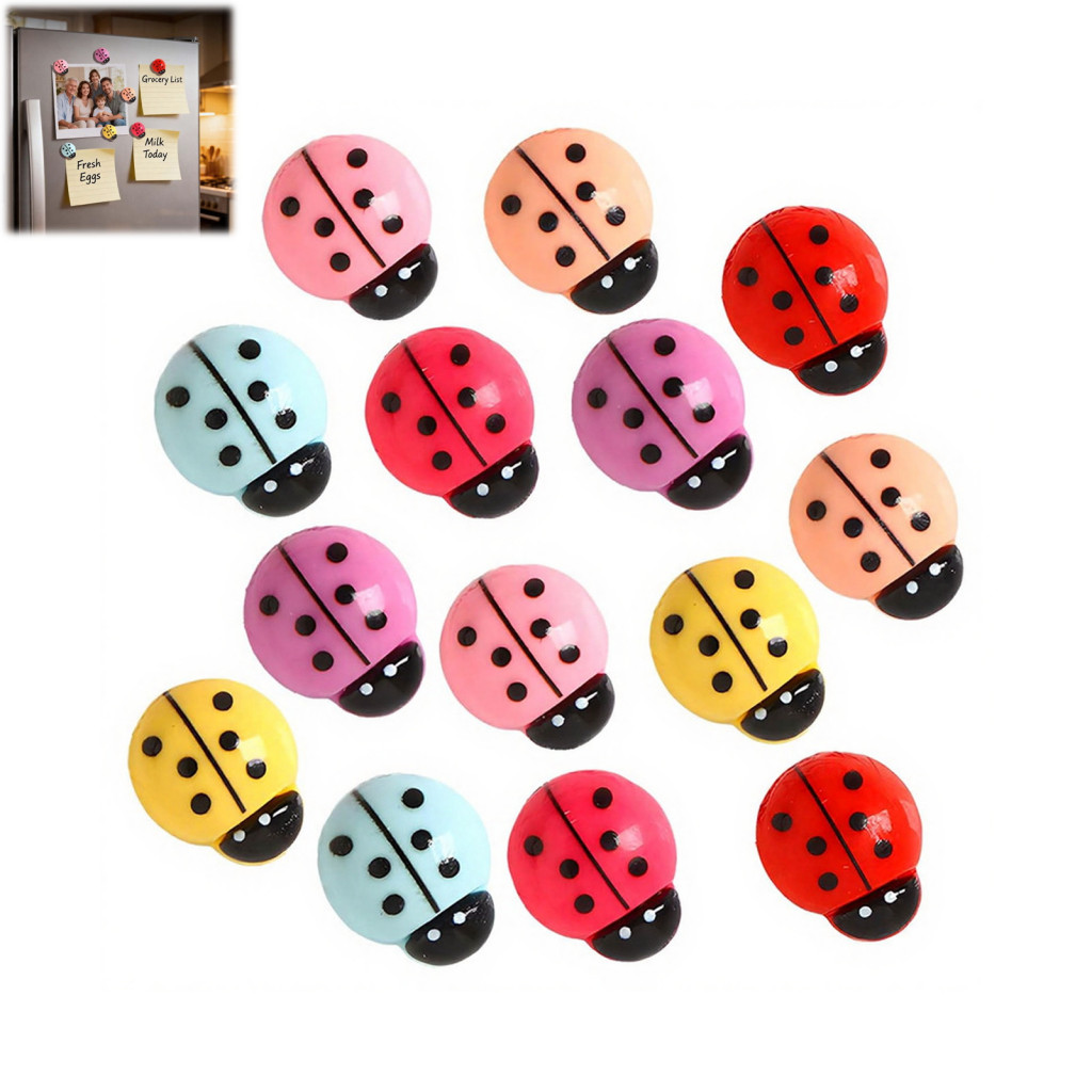 4pcs 3d Ladybug Refrigerator Magnets – Cute Mini Ladybird Resin Fridge Magnet Set Decorative Memo Note Holders for Kit