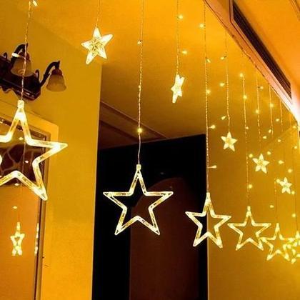 Cascata Estrela 138 Leds Com 8 Funções Branco Quente - Master Christmas