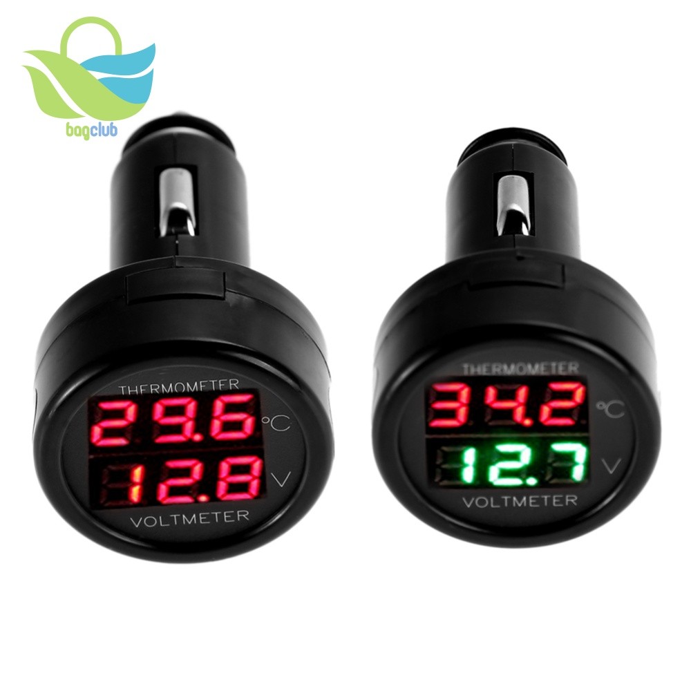 Plug in Car Voltímetro Termômetro 2 Em 1 Dual LED Display Isqueiro [Bagclub.br]