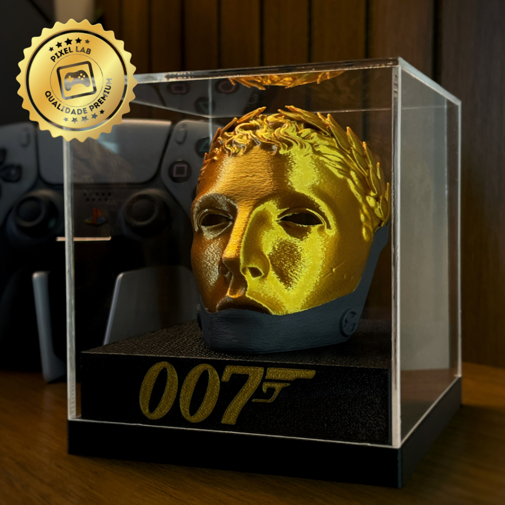 Diorama 007 First Light | Mascara Dourada Collector's Edition |  James Bond | Colecionável Gamer | Presente Geek