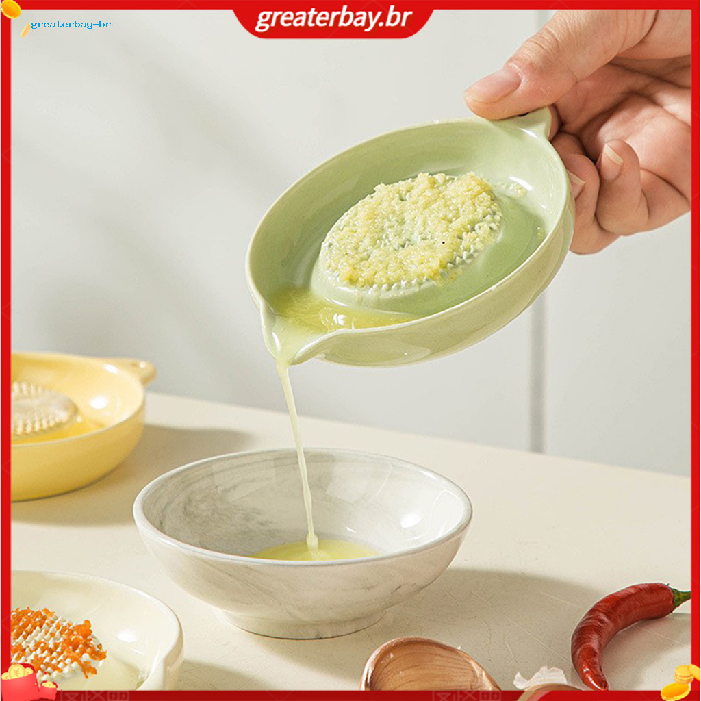 2pcs Ceramic Ginger Garlic Grater Plates Set with Juice Collector Dry Wet Grinder for Kitchen Use – Easy to Clean Dura