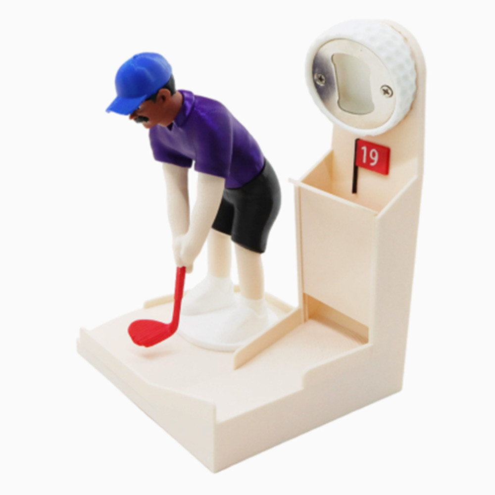 Golf Figurine Bottle Opener with Cap Collector, Funny 19th Hole Golf Beer Opener, Novelty Golf Gift