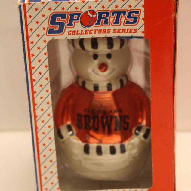 NATAL H477 BONECO DE NEVE SPORTS COLLECTOR SERIES PENDURAR NFL CREVELAND BROWNS FUTEBOL AMERICANO ESTADOS UNIDOS