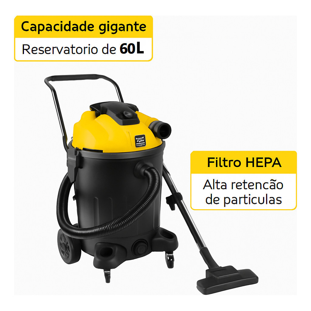 Aspirador Industrial 60 Litros 1400w Pó E Líquido Vonder Preto